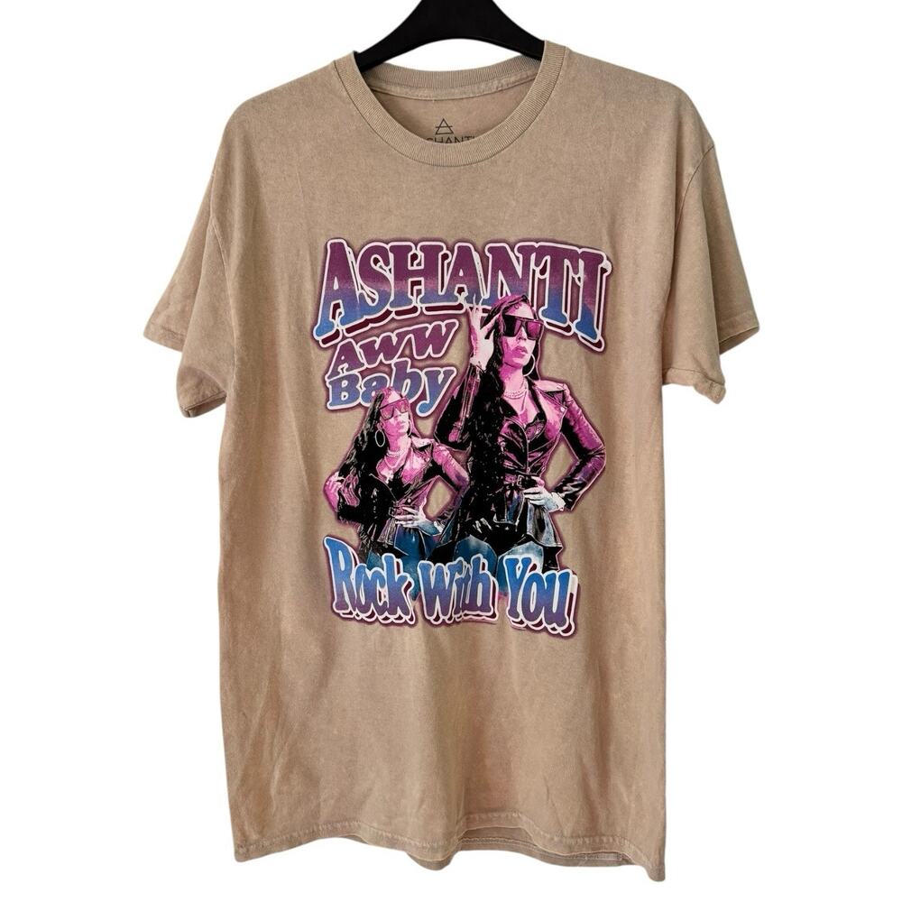 ASHANTI Aww Baby Rock With You Short Sleeve Retro Graphic Women’s T-Shirt Medium